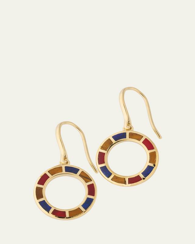 18K Gold Plated Dash Circle Drop Earrings